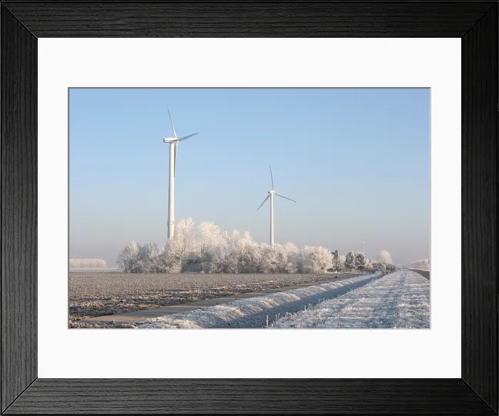 Framed Print : Ibisweg Zeewolde Netherlands covered in hoar-frost, Ibisweg Zeew