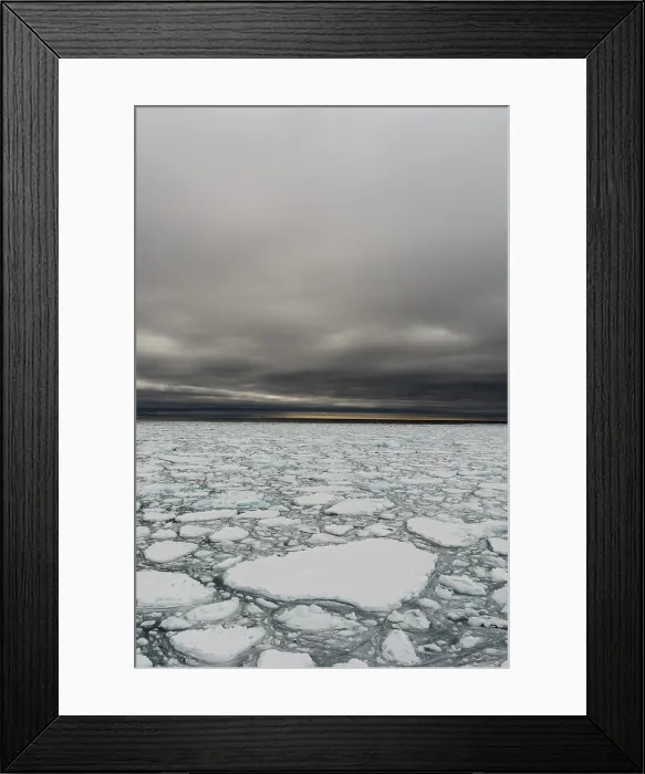 Framed Print : Melting Arctic sea ice. North polar ice cap