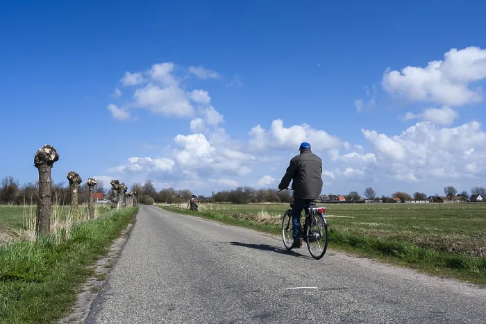 Framed Print : Cyclist at the Westerlanderkoog