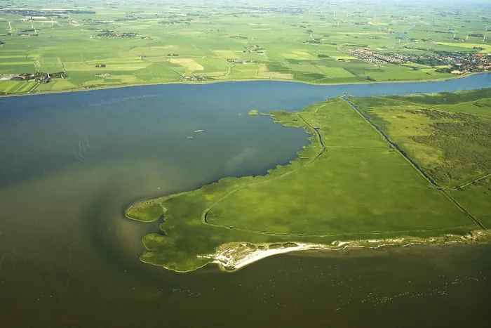 Framed Print : Friesland. Luchtfoto van de Makkumer Noordwaard; Aerial photo of Makkumer Noordwaard