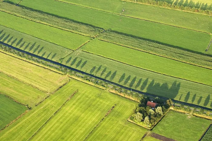 Framed Print : Friesland. Luchtfoto van boerenland in Friesland; Aerial photo of rural