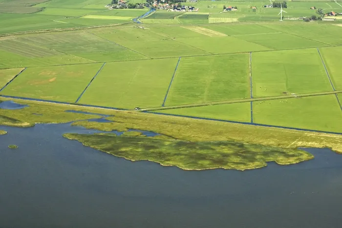 Framed Print : Friesland. Luchtfoto van de Friese IJsselmeerkust; Aerial photo of Frisian