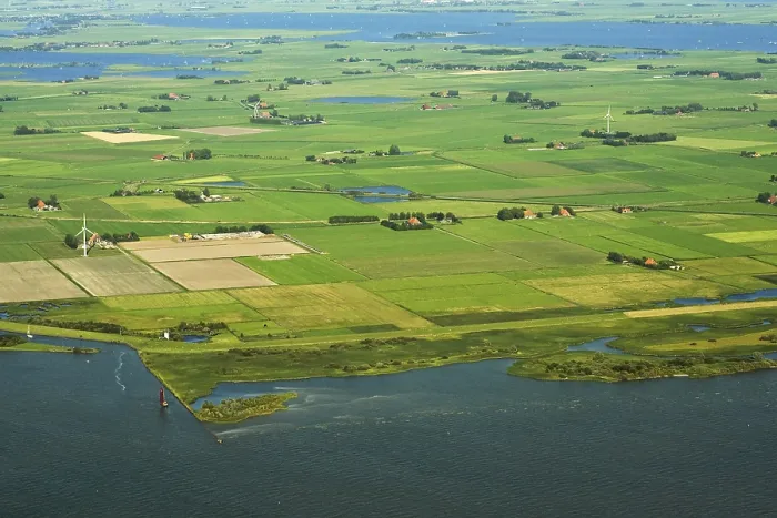 Framed Print : Friesland. Luchtfoto van de Friese IJsselmeerkust; Aerial photo of Frisian