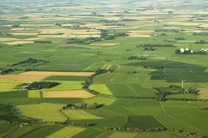 Framed Print : Friesland. Luchtfoto van boerenland in Friesland; Aerial photo of rural