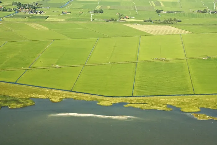 Framed Print : Friesland. Luchtfoto van de Friese IJsselmeerkust; Aerial photo of Frisian