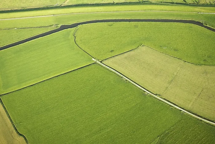 Framed Print : Friesland. Luchtfoto van boerenland in Friesland; Aerial photo of rural