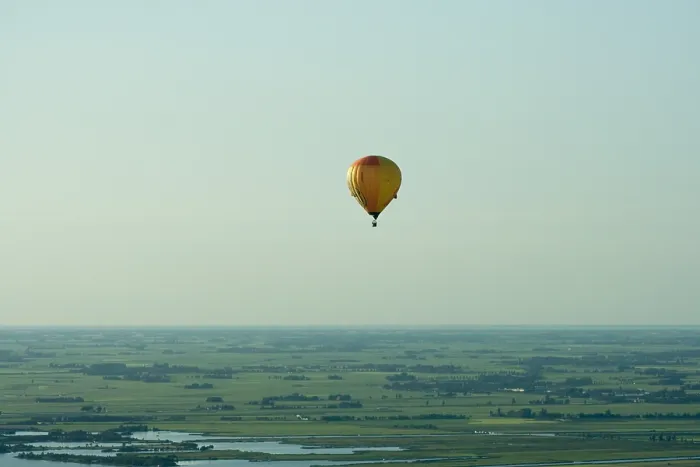 Framed Print : Friesland. Luchtfoto van hete lucht ballon; Aerial photo of hot air balloon