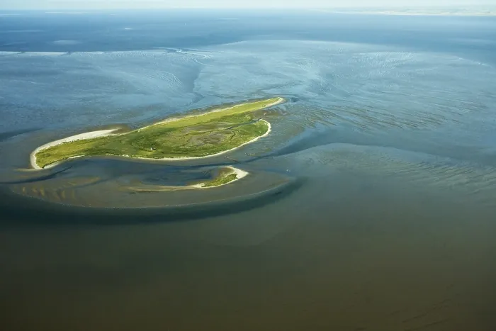 Framed Print : Griend. Luchtfot van het eiland Griend; Aerial photo of Griend