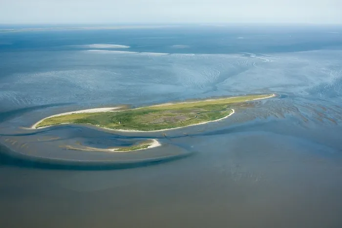 Framed Print : Griend. Luchtfot van het eiland Griend; Aerial photo of Griend
