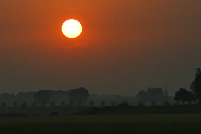 Framed Print : Persingen. Zonsondergang in Persingen; Sunset in Persingen
