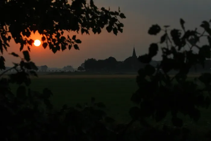 Framed Print : Persingen. Zonsondergang in Persingen; Sunset in Persingen