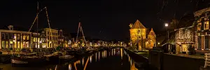 Canal Prints: Panorama 3:1 Thorbeckegracht Zwolle (Librije included) by night